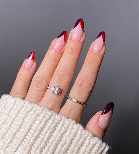 burgundy acrylic nails|french manicure with burgundy tips.